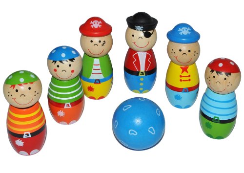 alles-meine.de GmbH 7 TLG. Set Tischkegelspiel aus Holz - für Kinder/klein - Holzkegelspiel Bunte Farben Kegeln Kegel/bunt Holzkegel Kind Kegelspiel Tischkegeln Tischbowling .. von alles-meine.de GmbH