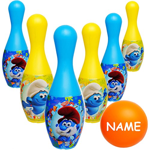 alles-meine.de GmbH 7 TLG. Set - großes Kegelspiel/Bowlingspiel - die Schlümpfe/Schlumpf - inkl. Name - 16 cm Kegel - aus Kunststoff/Plastik - für Außen + Innen - outdo.. von alles-meine.de GmbH