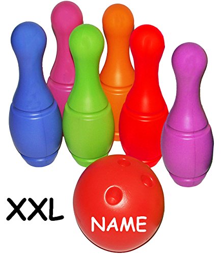 alles-meine.de GmbH 7 TLG. Set - großes XXL - Kegelspiel/Bowlingspiel Größe und Modell wählbar inkl. Name - XXL - 34 cm Kegel - 7 TLG. Set - aus Kunststoff/Plastik - für .. von alles-meine.de GmbH