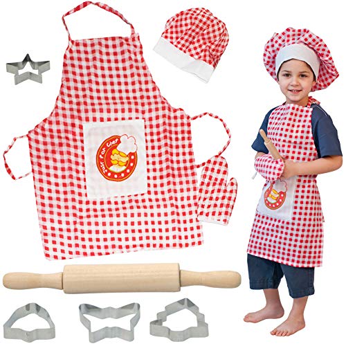 alles-meine.de GmbH 8 TLG. Backset/Kochset - Kinderküche - Kinderschürze + Kochmütze - Plätzchenformen - aus Metall - echte Blech/Muffins Backofen - Muffinform Plätzchen Keks.. von alles-meine.de GmbH