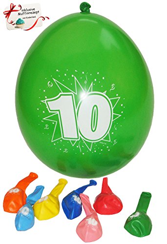 alles-meine.de GmbH 8 TLG. Set Luftballons - Zahl - 10 / ZEHN - Ballon für Helium oder Luft - Kinder & Erwachsene/Zahlenballon/Mädchen & Jungen - Kinder - z.B. für Firm.. von alles-meine.de GmbH