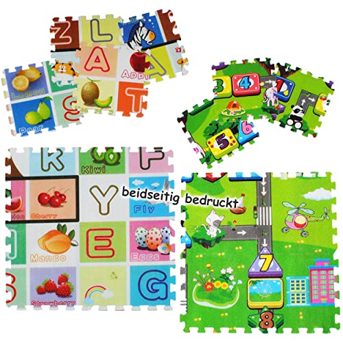 alles-meine.de GmbH 8 TLG. Set Puzzle Teppich aus Moosgummi - 2 SEITIG - Buchstaben ABC/Alphabet & Spielstraße - 8 Matten aus Schaumstoff - zum Puzzeln/Puzzleteppich EV.. von alles-meine.de GmbH