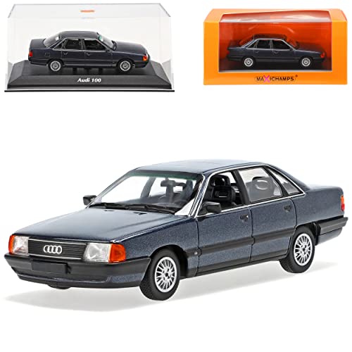 A*U*D*I 100 4C Limousine Blau Metallic 1990-1994 1/43 Minichamps Maxichamps Modell Auto mit individiuellem Wunschkennzeichen von alles-meine.de GmbH