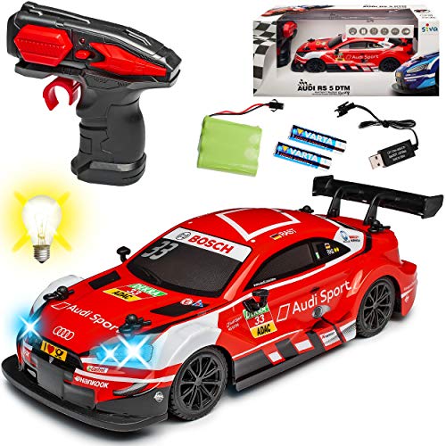 alles-meine.de GmbH A*U*D*I 5 RS5 DTM Champion Rene Rast Rot 2,4 GHz RC Funkauto mit Beleuchtung und Akkupack 1/24 Siva Modell Auto kompatibel mit Audi von alles-meine.de GmbH