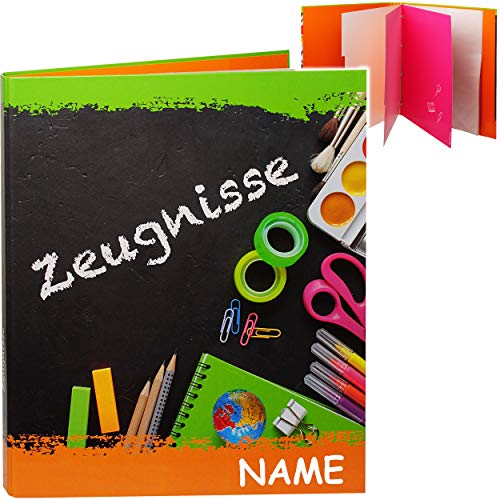 alles-meine.de GmbH A4 - Ringbuch/Zeugnisringbuch - Zeugnisse Bunte Stifte - incl. Name - mit Einsteckseiten & Einlagen - ERWEITERBAR/Ordner - Zeugnismappe - Sammelordner D.. von alles-meine.de GmbH