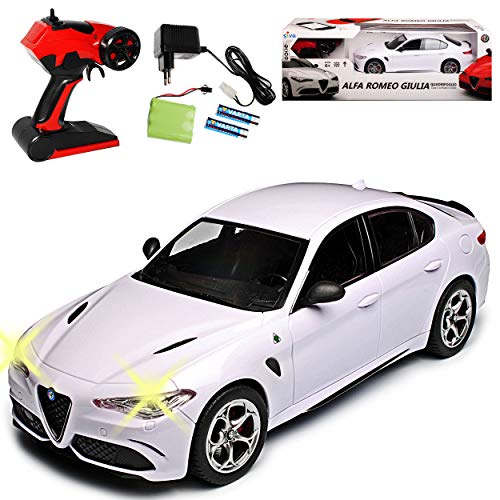 alles-meine.de GmbH Alfa Romeo Giulia Weiss Ab 2016 2,4 GHz RC Funkauto mit Beleuchtung und Akkupack 1/14 Siva Modell Auto mit individiuellem Wunschkennzeichen von alles-meine.de GmbH