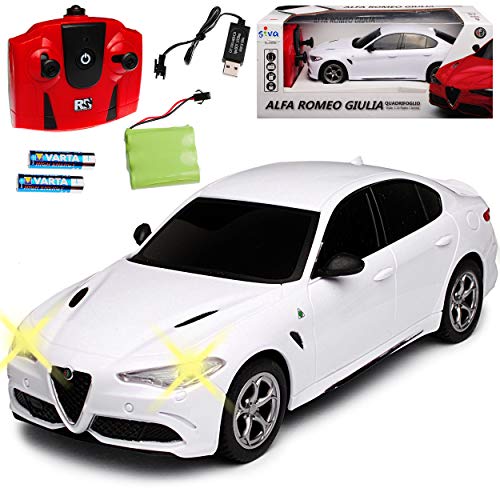 alles-meine.de GmbH Alfa Romeo Giulia Weiss Ab 2016 2,4 GHz RC Funkauto mit Beleuchtung und Akkupack 1/24 Siva Modell Auto mit individiuellem Wunschkennzeichen von alles-meine.de GmbH