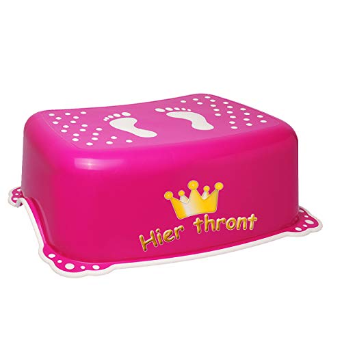 alles-meine.de GmbH Anti RUTSCH - Trittschemel/Tritthocker/Kindersitz - pink - rosa Hier thront Bieco - Tritt - Kinderschemel & Kindertritt - bis 100 kg/Fußbank - groß .. von alles-meine.de GmbH