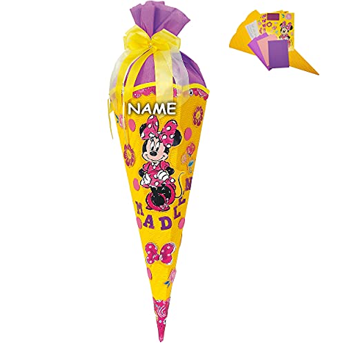 alles-meine.de GmbH BASTELSET Schultüte - - Minnie Mouse - inkl. Name - 85 cm - mit/ohne Kunststoff Spitze - Zuckertüte - incl. Rohling - Bastelschultüte - Set zum selber B.. von alles-meine.de GmbH