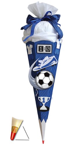 BASTELSET Schultüte - Fußball 85 cm/mit - ohne Sound Modul - mit Holzspitze - Zuckertüte Roth - ALLE Größen - 6 eckig Fußballer Fussball Sport Jungen Weiß B.. von alles-meine.de GmbH