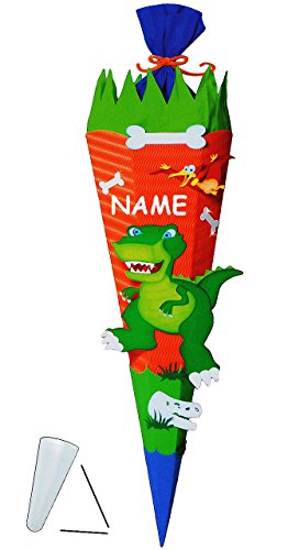 alles-meine.de GmbH BASTELSET Zuckertüte Dinosaurier - Dino - 85 cm - incl. Namen - mit/ohne Kunststoff Spitze - Schultüte zum selber Basteln - 6 eckig/orange - Jungen - .. von alles-meine.de GmbH