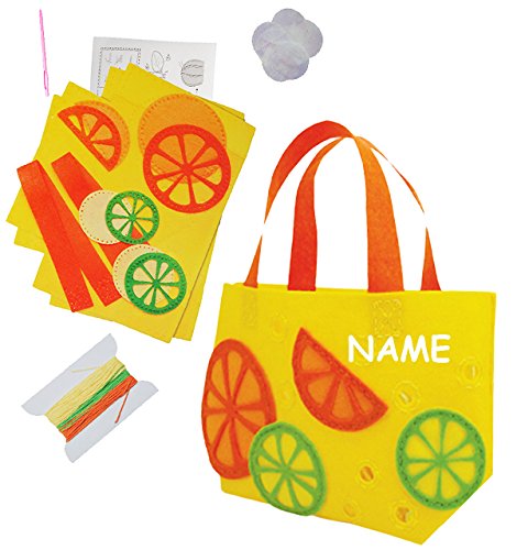 alles-meine.de GmbH Bastelset - Filz Tasche - Orangen & Zitronen - zum Sticken, einfaches Nähen per Hand - incl. Name - Filztasche - Komplettset filzen Blüten - Creativ - Fil.. von alles-meine.de GmbH