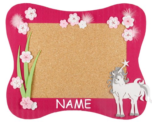 alles-meine.de GmbH Bastelset Pinnwand/Korktafel - Kork 60 cm * 49 cm Korkplatte mit 6 Pins Einhorn pink Mädchen - incl. Namen von alles-meine.de GmbH