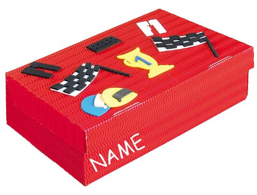 alles-meine.de GmbH Bastelset Schulbox/Kreativbox - incl. Name - Formel 1 Auto rot Autos Junge - Schule Basteln Malbox für Kinder/Zeichenbox Schachtel/Spielzeugkiste/Box von alles-meine.de GmbH