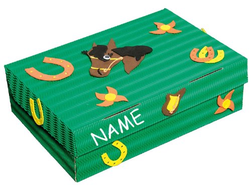 alles-meine.de GmbH Bastelset Schulbox/Kreativbox - incl. Name - Pferde grün Tier Tiere - Schule Basteln Malbox für Kinder/Zeichenbox Schachtel/Spielzeugkiste/Box von alles-meine.de GmbH