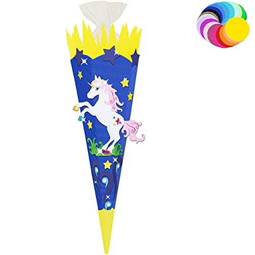 alles-meine.de GmbH Bastelset - Schultüte Farbe & Größe wählbar 70/85 / 100 cm - Einhorn - Farbe frei wählbar - Bastelschultüte - Zuckertüte zum selber Basteln Bemalen Bekl.. von alles-meine.de GmbH