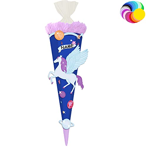 alles-meine.de GmbH Bastelset - Schultüte Farbe & Größe wählbar 70/85 / 100 cm - Einhorn - Pegasus - inkl. Name - Farbe frei wählbar - Bastelschultüte - Zuckertüte zum selb.. von alles-meine.de GmbH