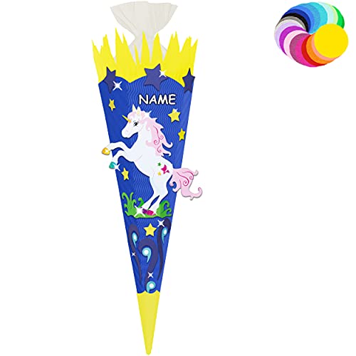 alles-meine.de GmbH Bastelset - Schultüte Farbe & Größe wählbar 70/85 / 100 cm - Einhorn - inkl. Name - Farbe frei wählbar - Bastelschultüte - Zuckertüte zum selber Basteln.. von alles-meine.de GmbH