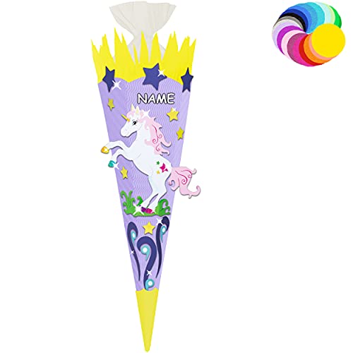 alles-meine.de GmbH Bastelset - Schultüte Farbe & Größe wählbar 70/85 / 100 cm - Einhorn - inkl. Name - Farbe frei wählbar - Bastelschultüte - Zuckertüte zum selber Basteln.. von alles-meine.de GmbH