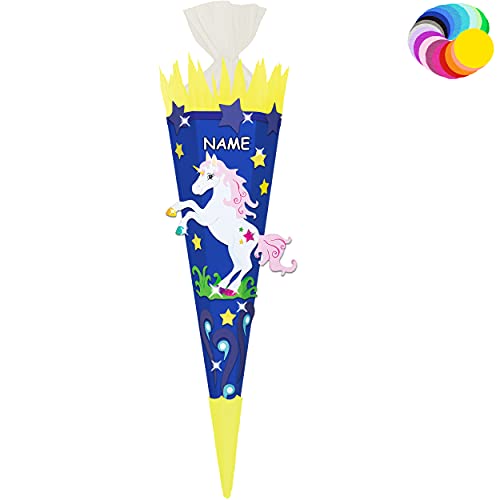 alles-meine.de GmbH Bastelset - Schultüte Farbe & Größe wählbar 70/85 / 100 cm - Einhorn - inkl. Name - Farbe frei wählbar - Bastelschultüte - Zuckertüte zum selber Basteln.. von alles-meine.de GmbH