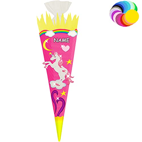 alles-meine.de GmbH Bastelset - Schultüte Farbe & Größe wählbar 70/85 / 100 cm - Einhorn - inkl. Name - Farbe frei wählbar - Bastelschultüte - Zuckertüte zum selber Basteln.. von alles-meine.de GmbH