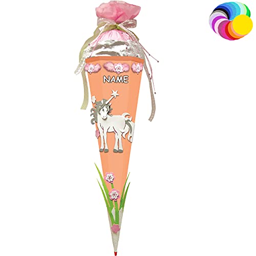 alles-meine.de GmbH Bastelset - Schultüte Farbe & Größe wählbar 70/85 / 100 cm - Einhorn - inkl. Name - Farbe frei wählbar - Bastelschultüte - Zuckertüte zum selber Basteln.. von alles-meine.de GmbH