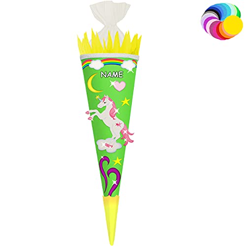 alles-meine.de GmbH Bastelset - Schultüte Farbe & Größe wählbar 70/85 / 100 cm - Einhorn - inkl. Name - Farbe frei wählbar - Bastelschultüte - Zuckertüte zum selber Basteln.. von alles-meine.de GmbH