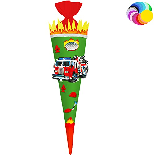 alles-meine.de GmbH Bastelset - Schultüte Farbe & Größe wählbar 70/85 / 100 cm - Feuerwehr - Farbe frei wählbar - Bastelschultüte - Zuckertüte zum selber Basteln Bemalen Be.. von alles-meine.de GmbH