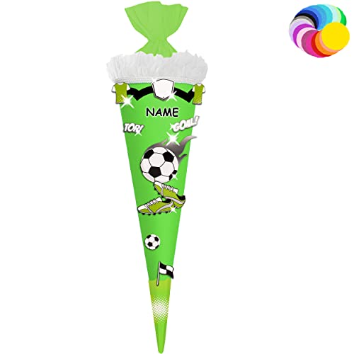 alles-meine.de GmbH Bastelset - Schultüte Farbe & Größe wählbar 70/85 / 100 cm - Fussball - inkl. Name - Farbe frei wählbar - Bastelschultüte - Zuckertüte zum selber Bastel.. von alles-meine.de GmbH