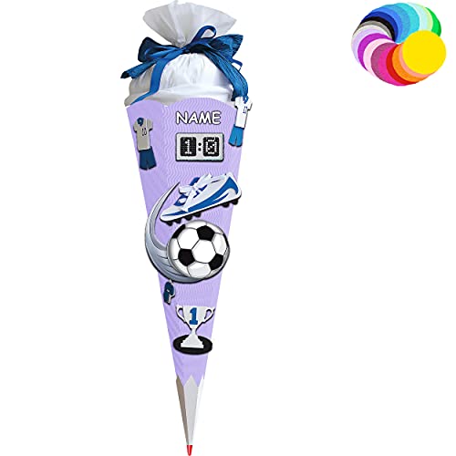 alles-meine.de GmbH Bastelset - Schultüte Farbe & Größe wählbar 70/85 / 100 cm - Fussball - inkl. Name - Farbe frei wählbar - Bastelschultüte - Zuckertüte zum selber Bastel.. von alles-meine.de GmbH