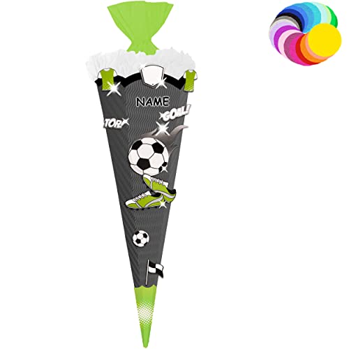 alles-meine.de GmbH Bastelset - Schultüte Farbe & Größe wählbar 70/85 / 100 cm - Fussball - inkl. Name - Farbe frei wählbar - Bastelschultüte - Zuckertüte zum selber Bastel.. von alles-meine.de GmbH