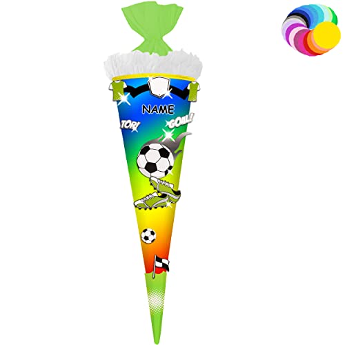 alles-meine.de GmbH Bastelset - Schultüte Farbe & Größe wählbar 70/85 / 100 cm - Fussball - inkl. Name - Farbe frei wählbar - Bastelschultüte - Zuckertüte zum selber Bastel.. von alles-meine.de GmbH