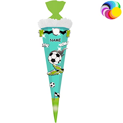 alles-meine.de GmbH Bastelset - Schultüte Farbe & Größe wählbar 70/85 / 100 cm - Fussball - inkl. Name - Farbe frei wählbar - Bastelschultüte - Zuckertüte zum selber Bastel.. von alles-meine.de GmbH