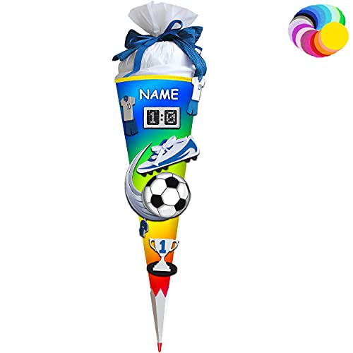 alles-meine.de GmbH Bastelset - Schultüte Farbe & Größe wählbar 70/85 / 100 cm - Fussball - inkl. Name - Farbe frei wählbar - Bastelschultüte - Zuckertüte zum selber Bastel.. von alles-meine.de GmbH