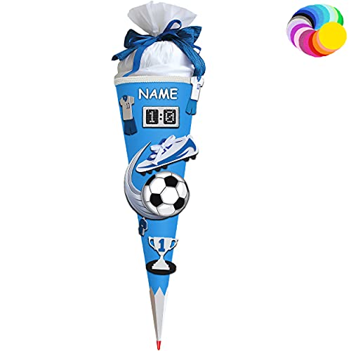 alles-meine.de GmbH Bastelset - Schultüte Farbe & Größe wählbar 70/85 / 100 cm - Fussball - inkl. Name - Farbe frei wählbar - Bastelschultüte - Zuckertüte zum selber Bastel.. von alles-meine.de GmbH