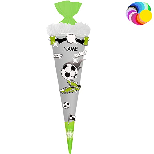 alles-meine.de GmbH Bastelset - Schultüte Farbe & Größe wählbar 70/85 / 100 cm - Fussball - inkl. Name - Farbe frei wählbar - Bastelschultüte - Zuckertüte zum selber Bastel.. von alles-meine.de GmbH