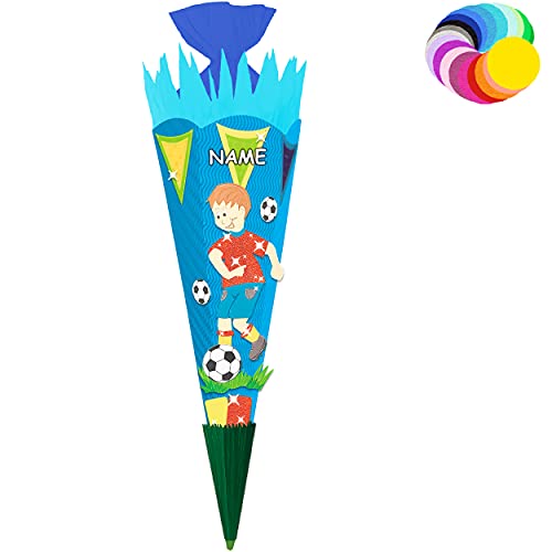 alles-meine.de GmbH Bastelset - Schultüte Farbe & Größe wählbar 70/85 / 100 cm - Fussball - inkl. Name - Farbe frei wählbar - Bastelschultüte - Zuckertüte zum selber Bastel.. von alles-meine.de GmbH