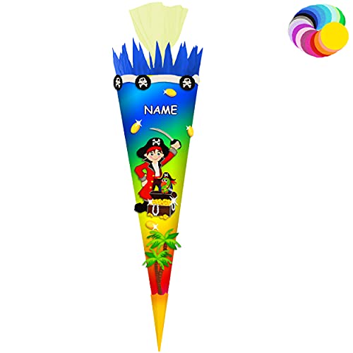 alles-meine.de GmbH Bastelset - Schultüte Farbe & Größe wählbar 70/85 / 100 cm - Pirat - inkl. Name - Farbe frei wählbar - Bastelschultüte - Zuckertüte zum selber Basteln B.. von alles-meine.de GmbH