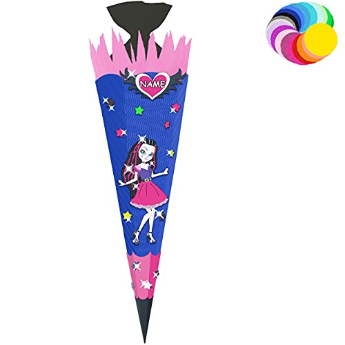 alles-meine.de GmbH Bastelset - Schultüte Farbe & Größe wählbar 70/85 / 100 cm - Vampir Lady - inkl. Name - Farbe frei wählbar - Bastelschultüte - Zuckertüte zum selber Bas.. von alles-meine.de GmbH