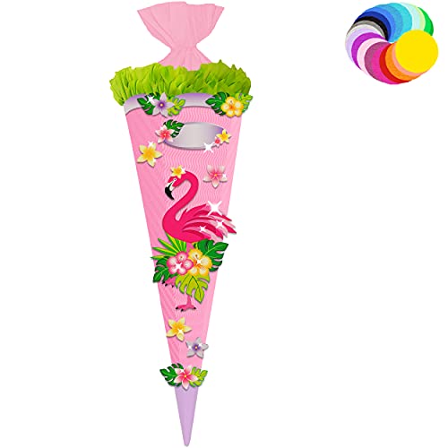 alles-meine.de GmbH Bastelset - Schultüte Farbe & Größe wählbar 70/85 / 100 cm - lustiger Flamingo - Farbe frei wählbar - Bastelschultüte - Zuckertüte zum selber Basteln Be.. von alles-meine.de GmbH