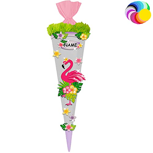 alles-meine.de GmbH Bastelset - Schultüte Farbe & Größe wählbar 70/85 / 100 cm - lustiger Flamingo - inkl. Name - Farbe frei wählbar - Bastelschultüte - Zuckertüte zum selb.. von alles-meine.de GmbH