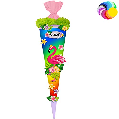 alles-meine.de GmbH Bastelset - Schultüte Farbe & Größe wählbar 70/85 / 100 cm - lustiger Flamingo - inkl. Name - Farbe frei wählbar - Bastelschultüte - Zuckertüte zum selb.. von alles-meine.de GmbH