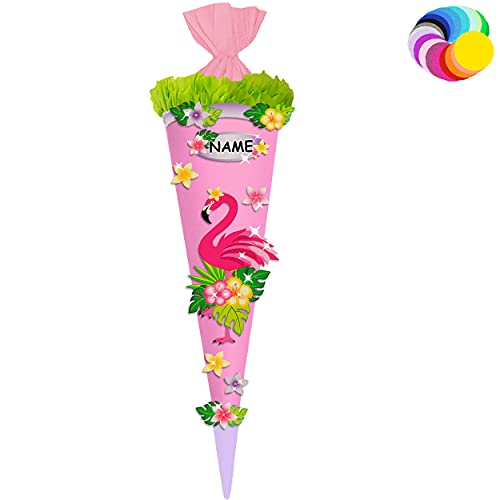 alles-meine.de GmbH Bastelset - Schultüte Farbe & Größe wählbar 70/85 / 100 cm - lustiger Flamingo - inkl. Name - Farbe frei wählbar - Bastelschultüte - Zuckertüte zum selb.. von alles-meine.de GmbH