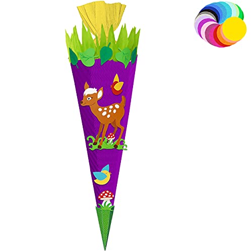 alles-meine.de GmbH Bastelset - Schultüte Farbe & Größe wählbar 70/85 / 100 cm - süßes REH - Farbe frei wählbar - Bastelschultüte - Zuckertüte zum selber Basteln Bemalen Be.. von alles-meine.de GmbH