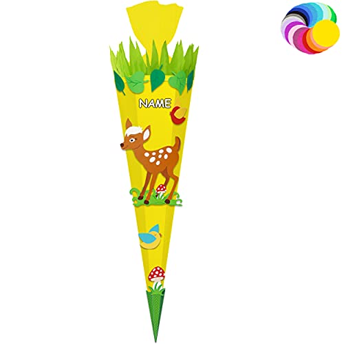 alles-meine.de GmbH Bastelset - Schultüte Farbe & Größe wählbar 70/85 / 100 cm - süßes REH - inkl. Name - Farbe frei wählbar - Bastelschultüte - Zuckertüte zum selber Baste.. von alles-meine.de GmbH