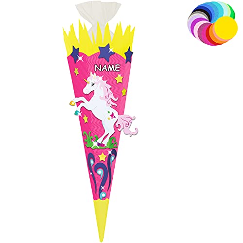 alles-meine.de GmbH Bastelset - Schultüte Farbe & Größe wählbar 70/85 / 100 cm - Einhorn - inkl. Name - Farbe frei wählbar - Bastelschultüte - Zuckertüte zum selber Basteln.. von alles-meine.de GmbH