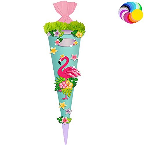 alles-meine.de GmbH Bastelset - Schultüte Farbe & Größe wählbar 70/85 / 100 cm - lustiger Flamingo - Farbe frei wählbar - Bastelschultüte - Zuckertüte zum selber Basteln Be.. von alles-meine.de GmbH