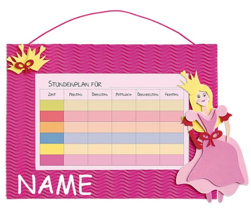 alles-meine.de GmbH Bastelset Stundenplan - incl. Name - für Schulstunden Prinzessin rosa pink Mädchen - Grundschule Schule Schulanfang Einschulung Kinderzimmer Planer von alles-meine.de GmbH