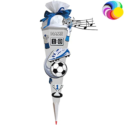 alles-meine.de GmbH Bastelset mit Sound - Schultüte Farbe & Größe wählbar 70/85 / 100 cm - Fussball - inkl. Name - Farbe frei wählbar - Bastelschultüte - Zuckertüte zum sel.. von alles-meine.de GmbH