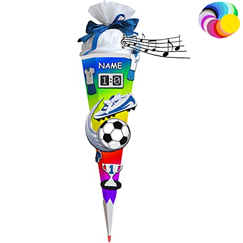 alles-meine.de GmbH Bastelset mit Sound - Schultüte Farbe & Größe wählbar 70/85 / 100 cm - Fussball - inkl. Name - Farbe frei wählbar - Bastelschultüte - Zuckertüte zum sel.. von alles-meine.de GmbH